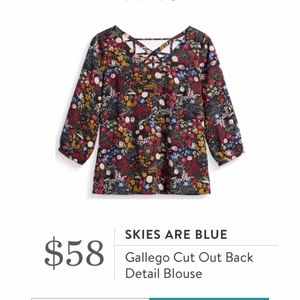 Skies Are Blue Gallego Cut Out Back Detail Blouse